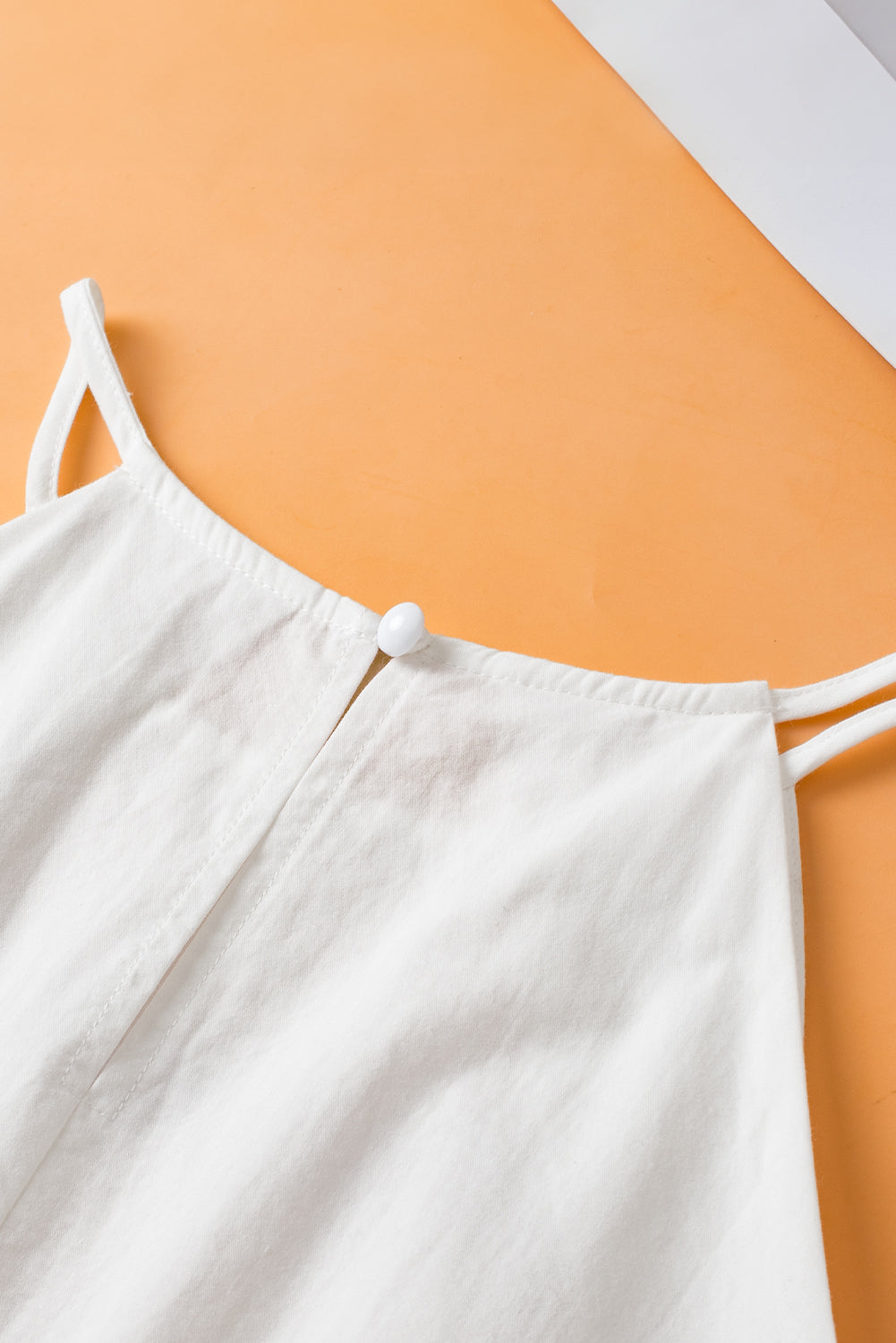 White Ricrac Stitching Halter Tank Top