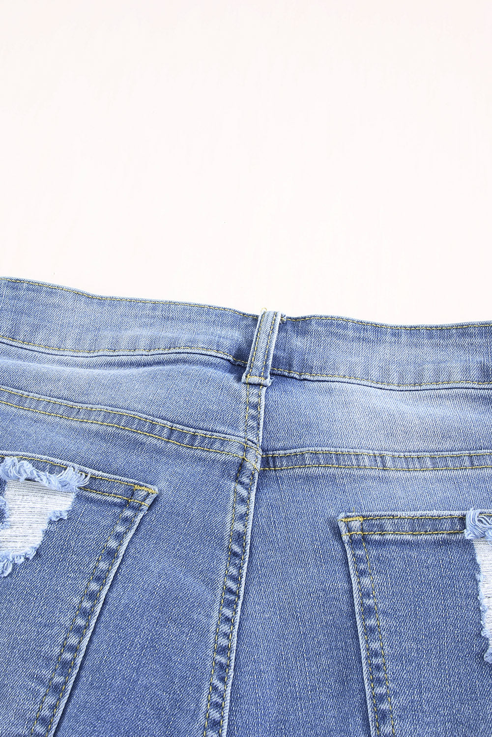 Sky Blue Ripped Tassel Bermuda Denim Shorts