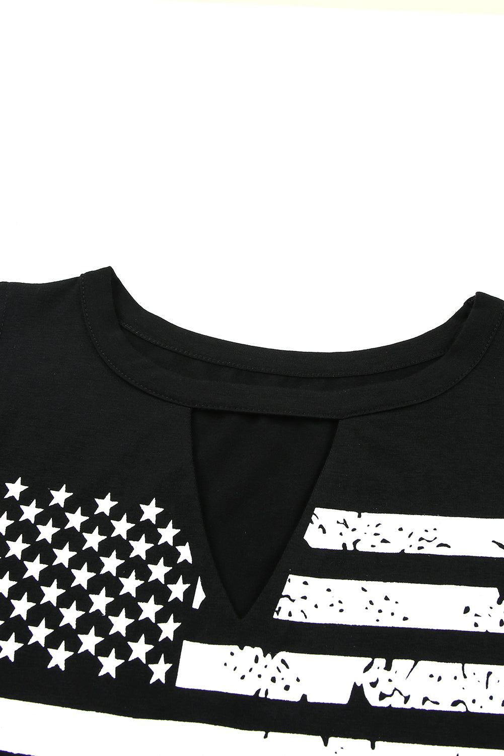 Black Cutout American Flag Print Tank Top