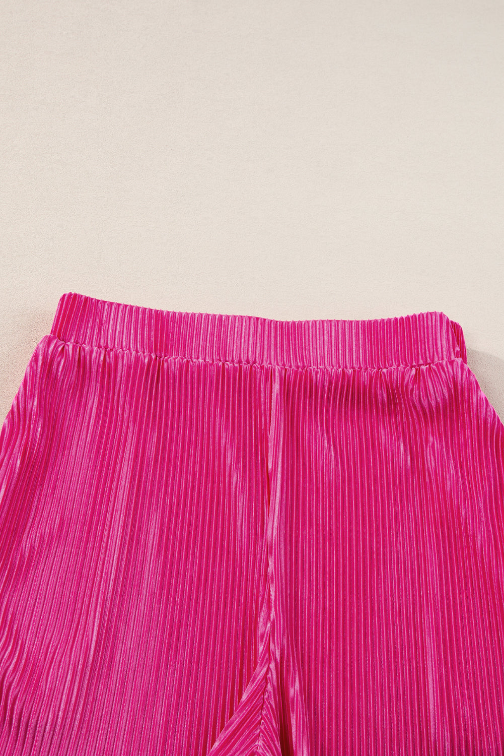 Bright Pink Casual Pleated Short Two-piece Set