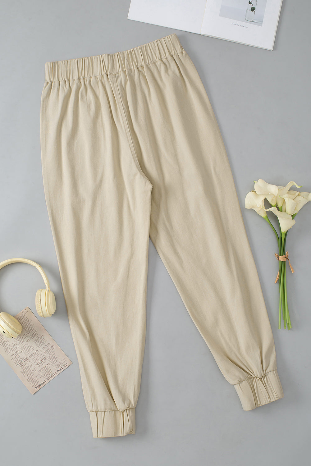 Apricot High Waist Drawstring Pocketed Pants