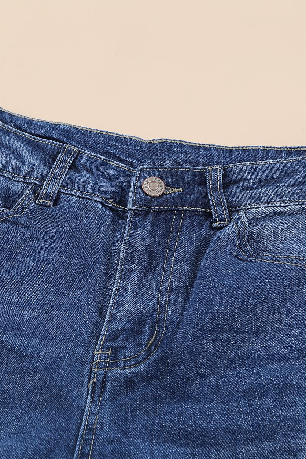 Blue High Waist Distressed Bell Jeans