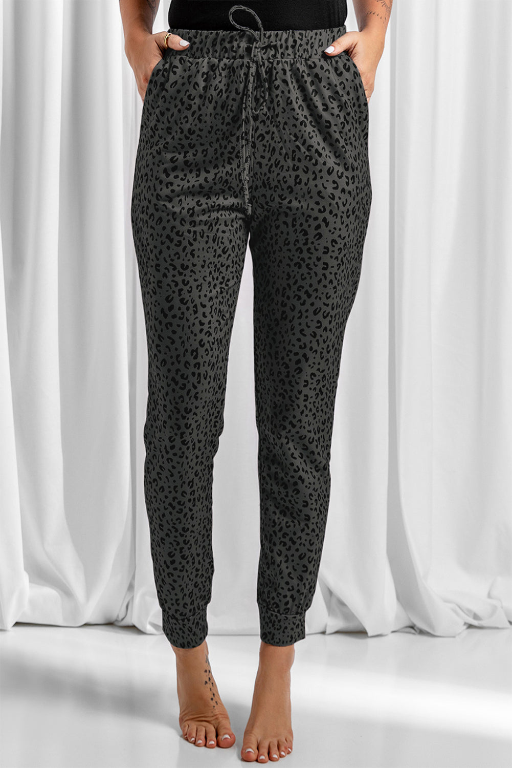 Black Breezy Leopard Joggers