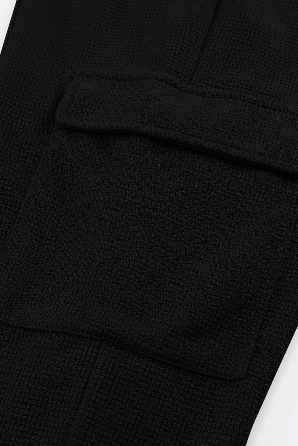 Black Waffle Texture Cargo Pocket Jogger Pants