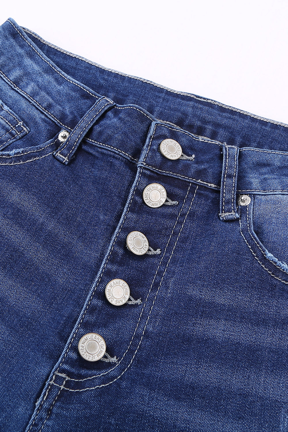 Blue High Rise Skinny Button Fly Jeans