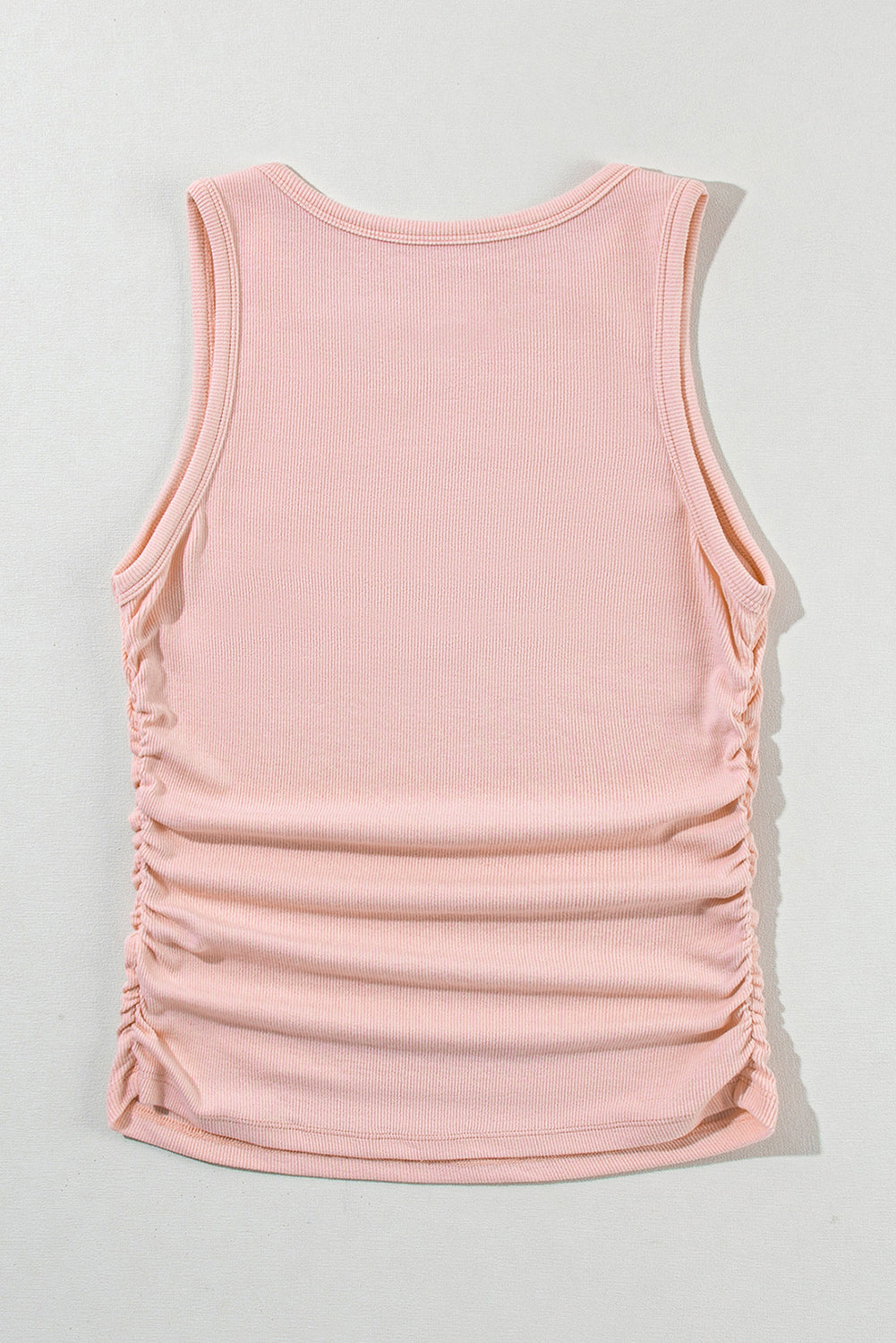 Apricot Pink Plain Ruched Side Slim Tank Top