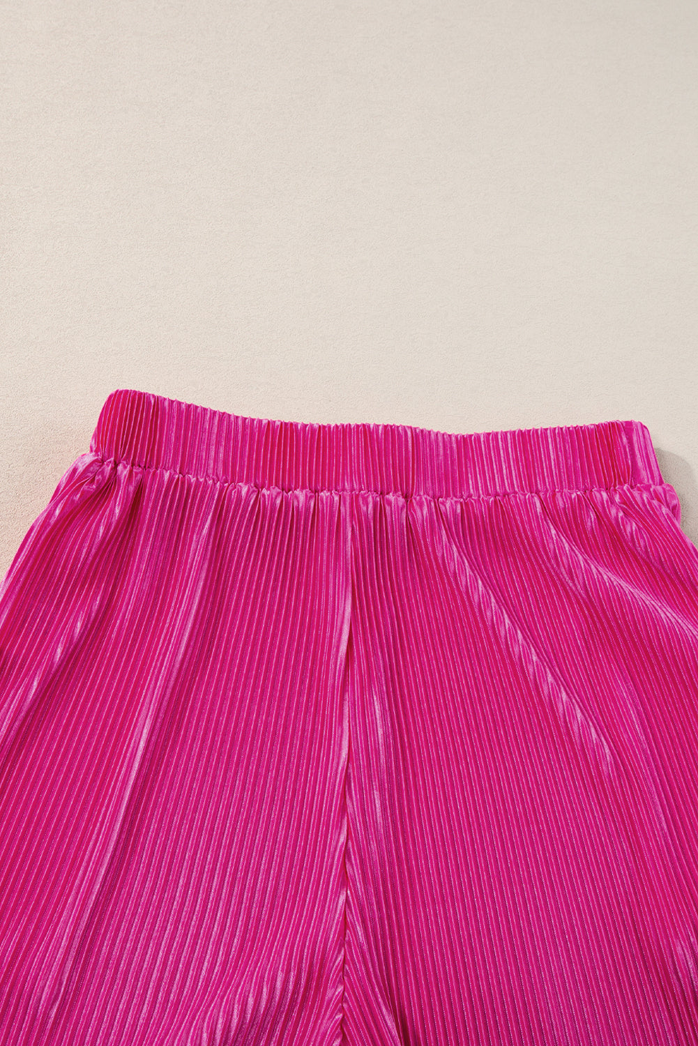 Bright Pink Casual Pleated Short Two-piece Set