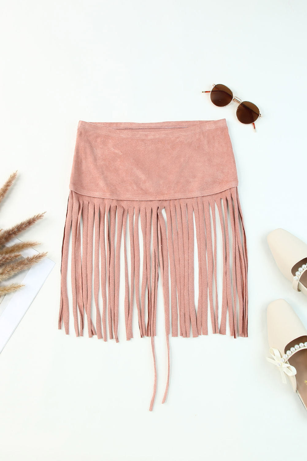 Pink Tassel Drawstring Bandeau Crop Tank Top