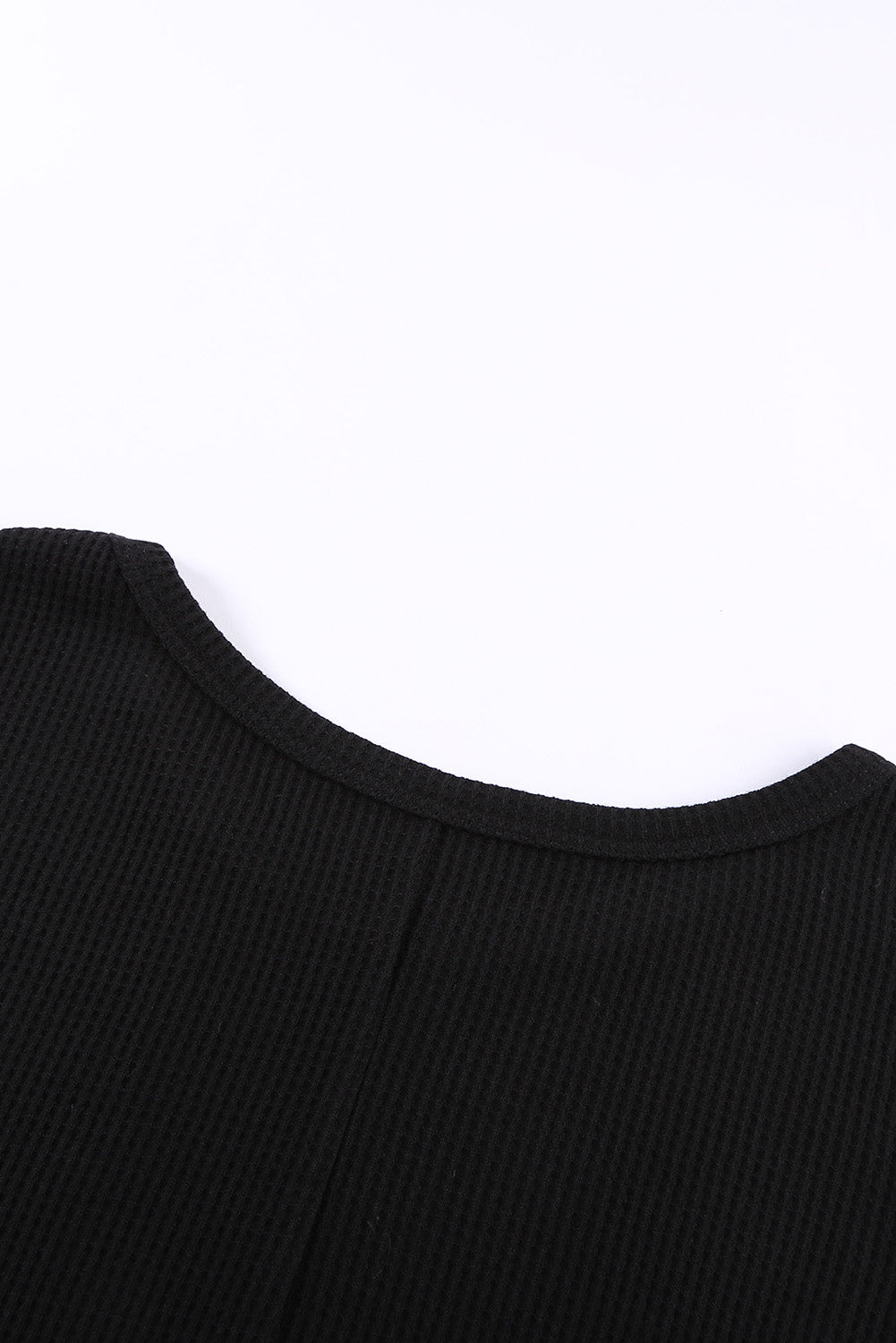 Black Crew Neck Waffle Tank Top