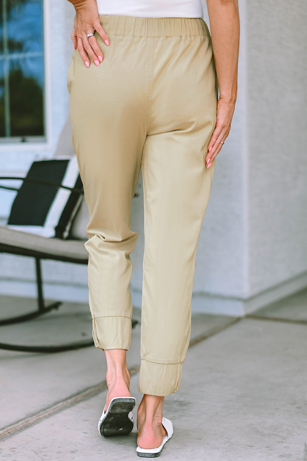 Apricot High Waist Drawstring Pocketed Pants