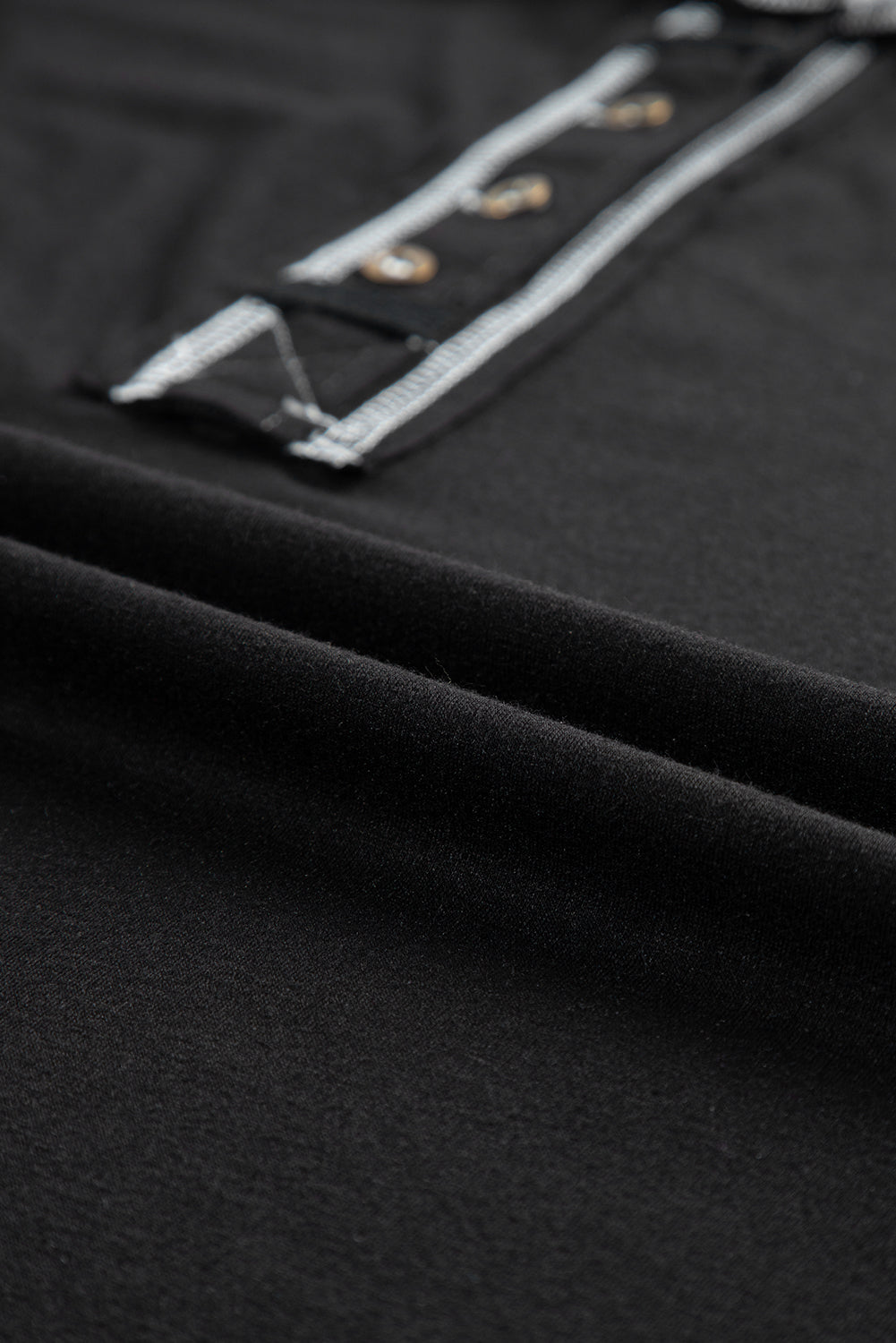 Black Contrast Stitching Exposed Seam Henley Tank Top