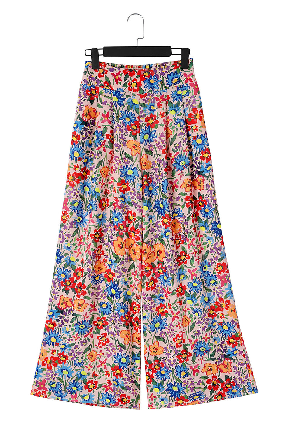 Multicolor Floral Print Pocketed Wide Leg Oversized Pants