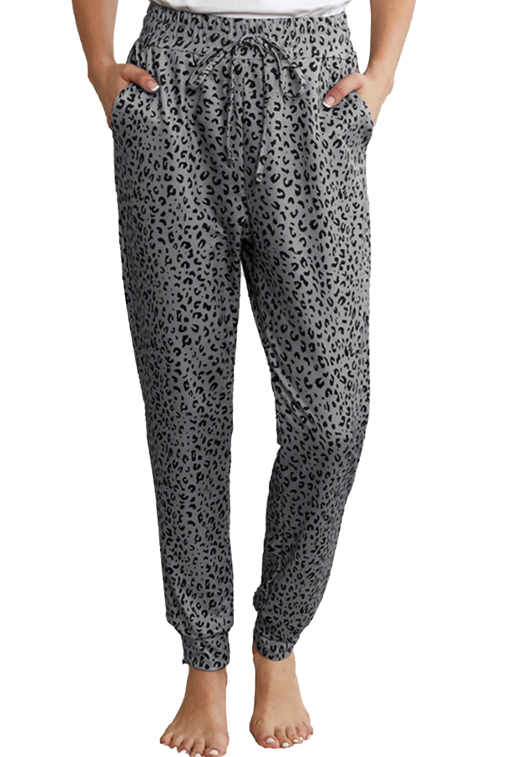 Gray Breezy Leopard Joggers