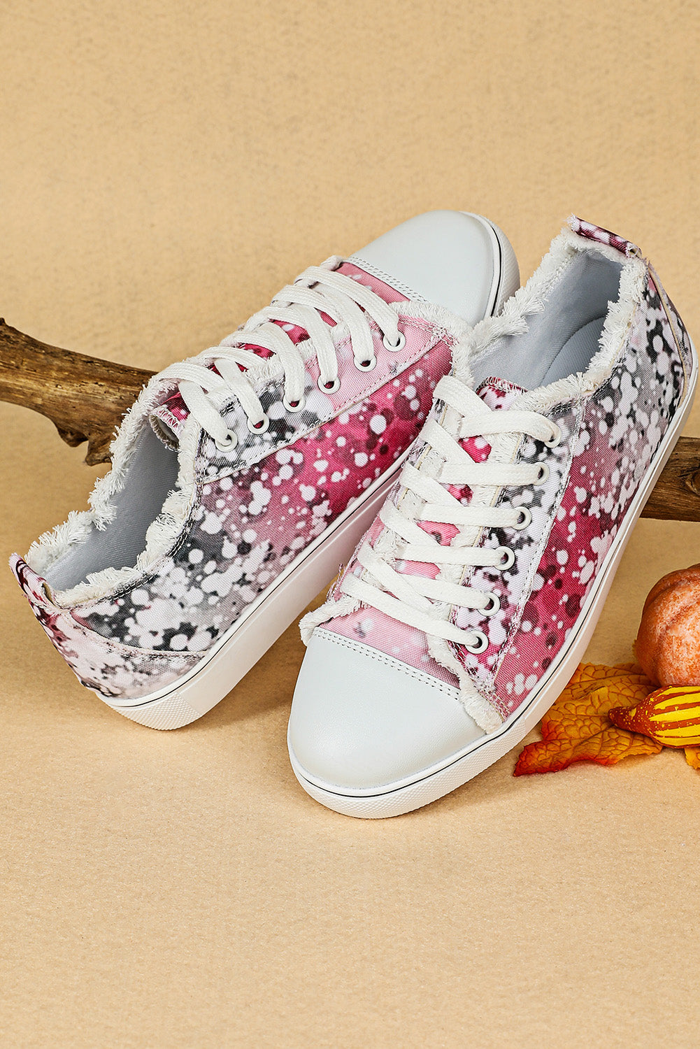 Pink Bleached Spots Canvas Shoes