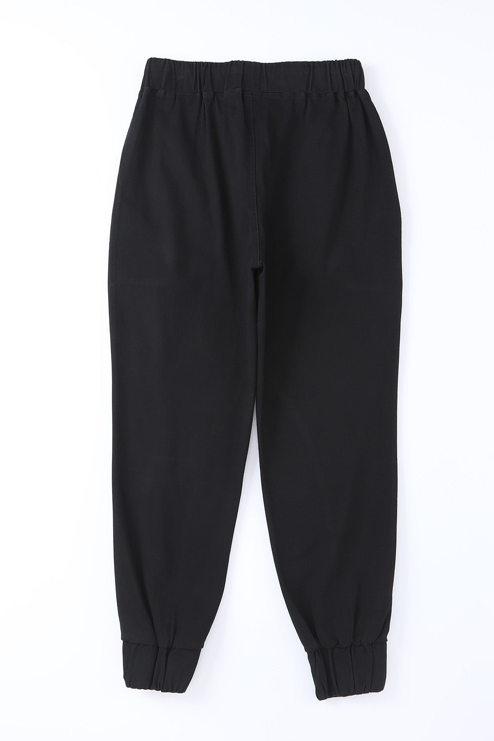 Black High Waist Drawstring Pocketed Pants