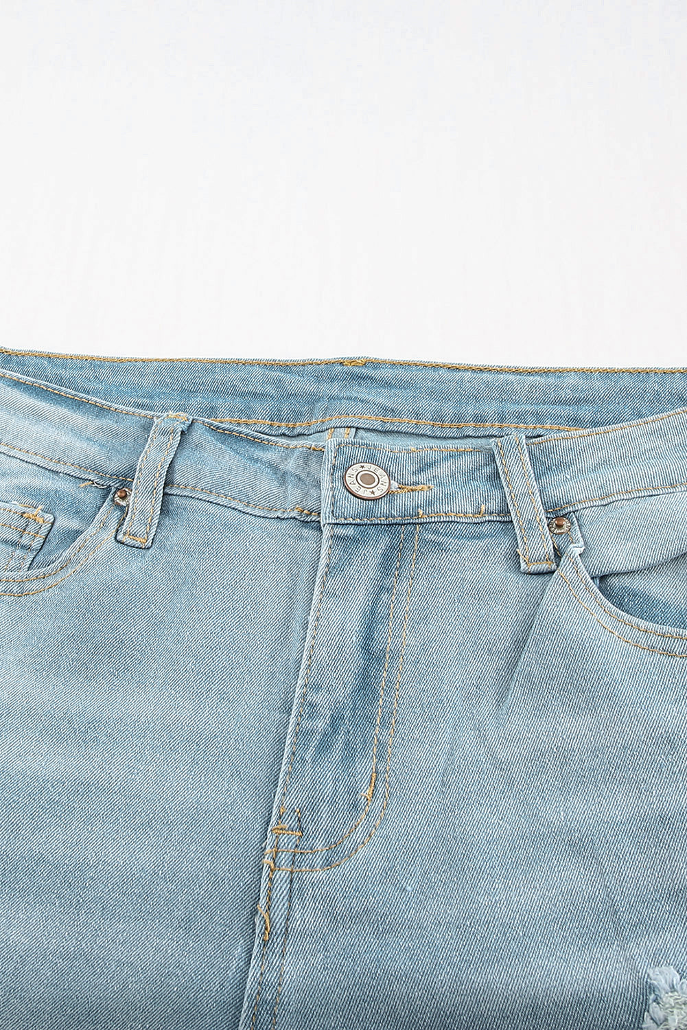 Light Blue Distressed Denim Bermuda Shorts