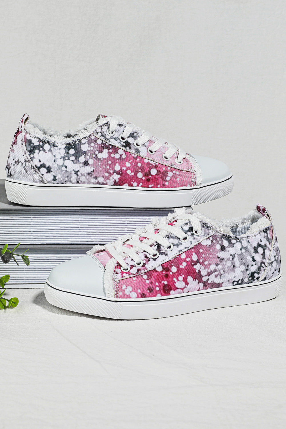 Pink Bleached Spots Canvas Shoes