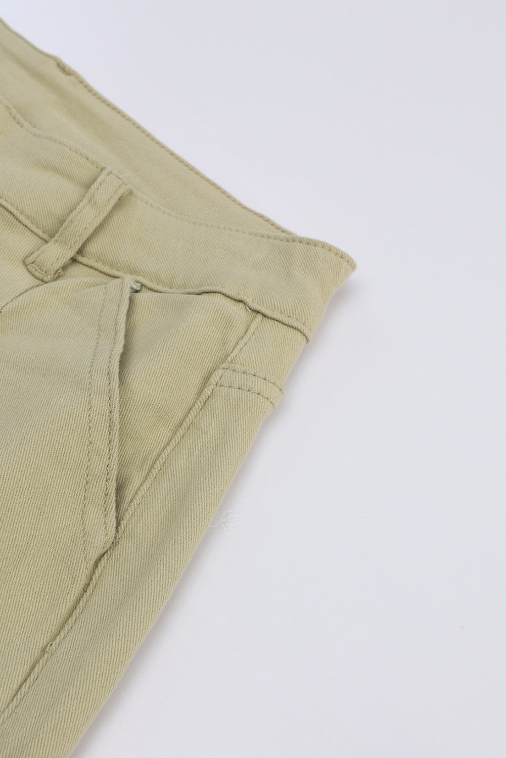 Khaki Solid High Waist Casual Pants