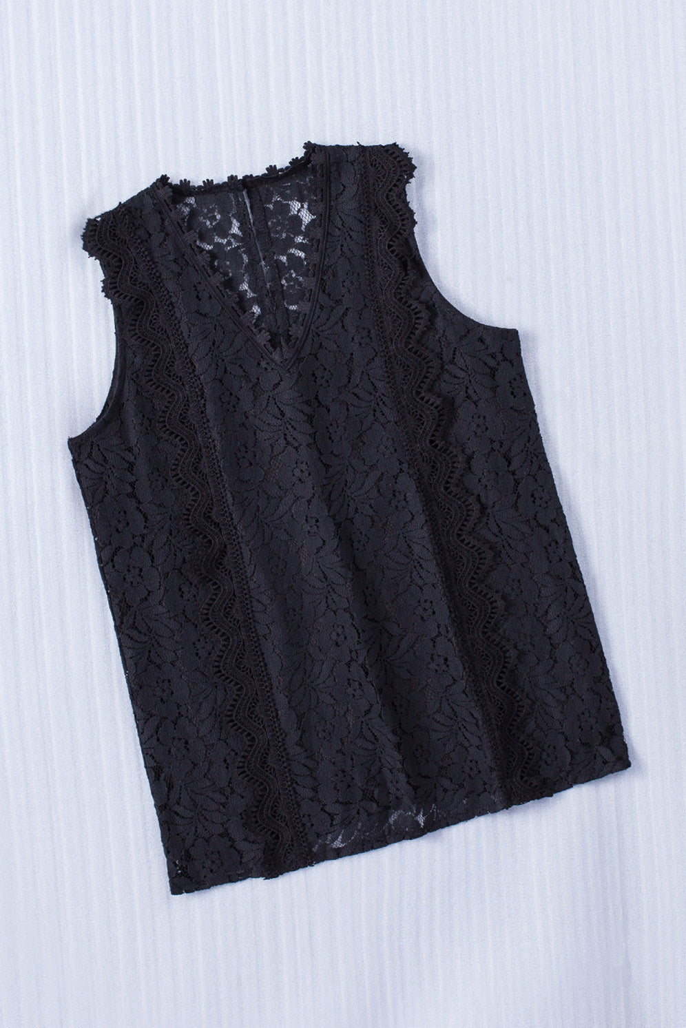 Black Lace V Neck Tank Top