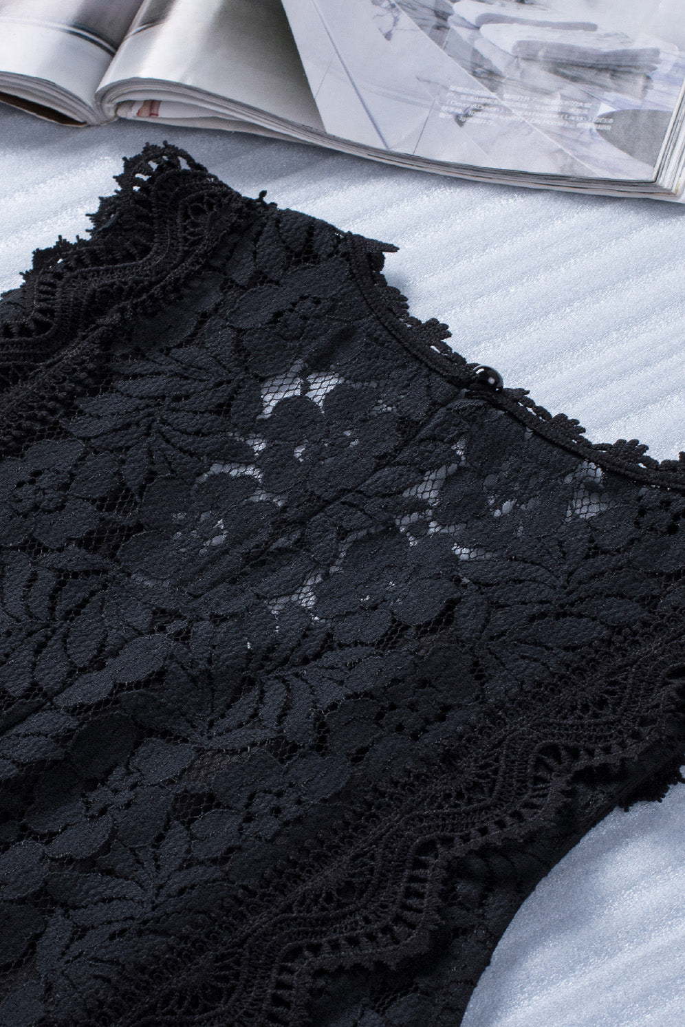 Black Lace V Neck Tank Top