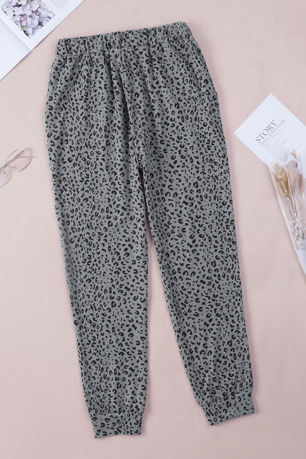 Gray Breezy Leopard Joggers