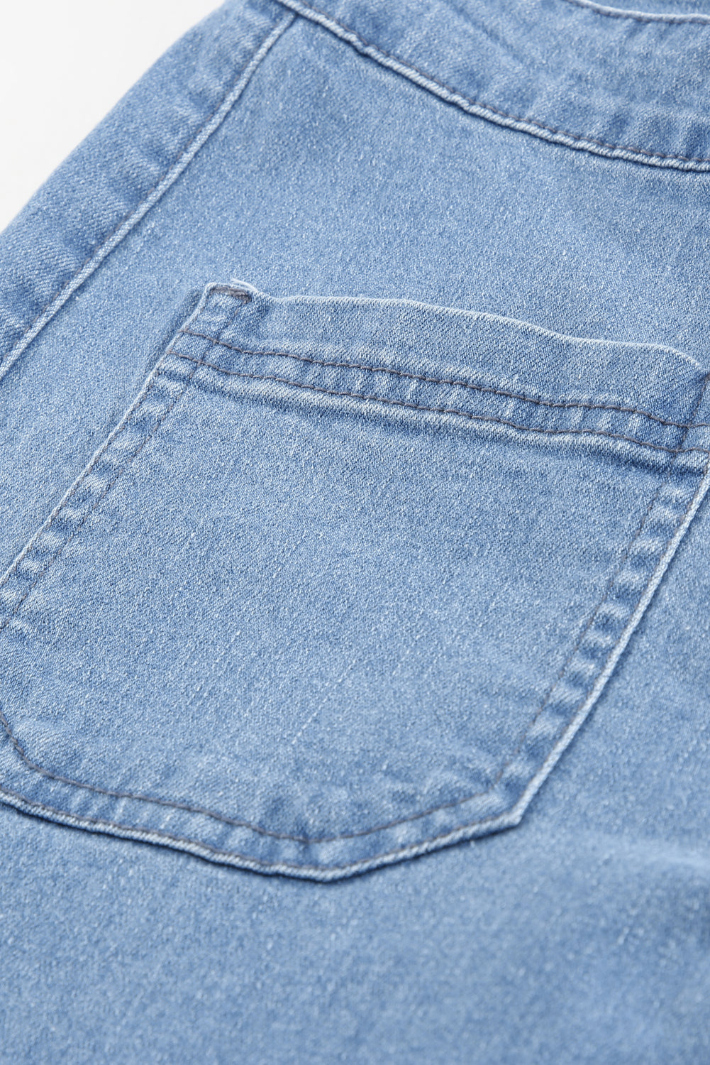 Sky Blue Vintage Casual Pocket Flared Jeans