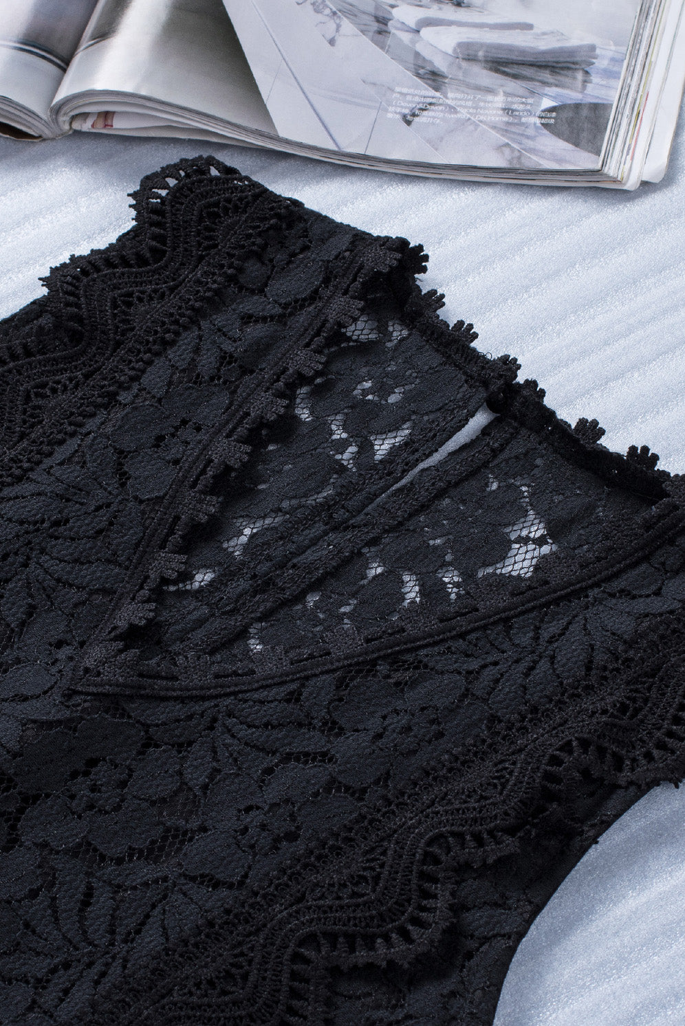 Black Lace V Neck Tank Top