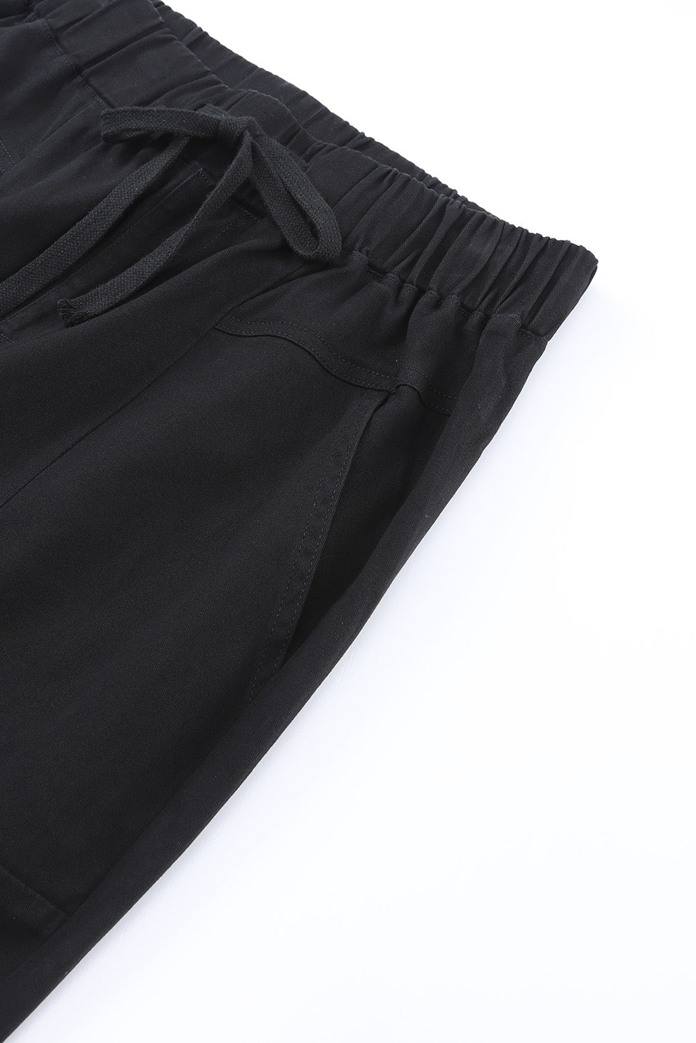 Black High Waist Drawstring Pocketed Pants