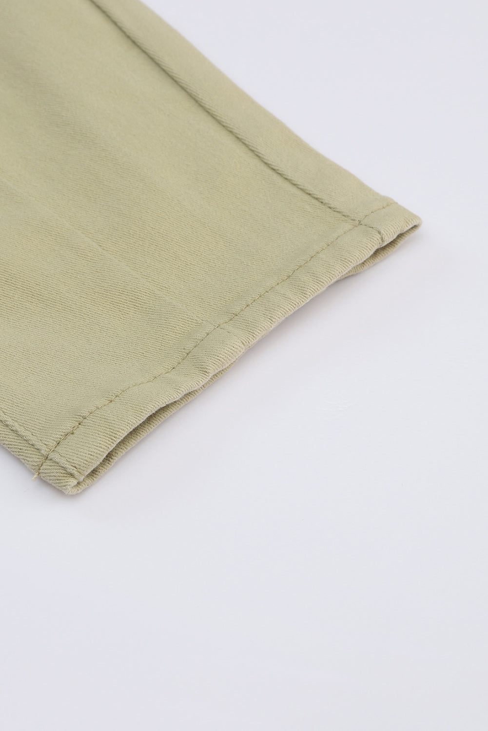 Khaki Solid High Waist Casual Pants