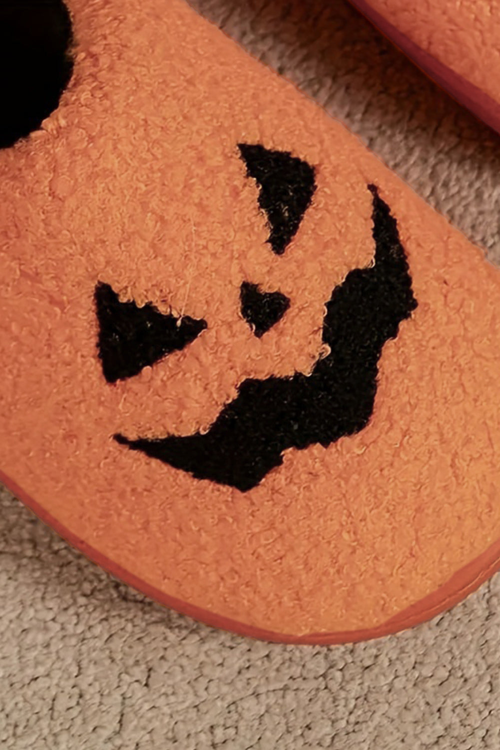 Orange Halloween Pumpkin Face Graphic Plush Slippers