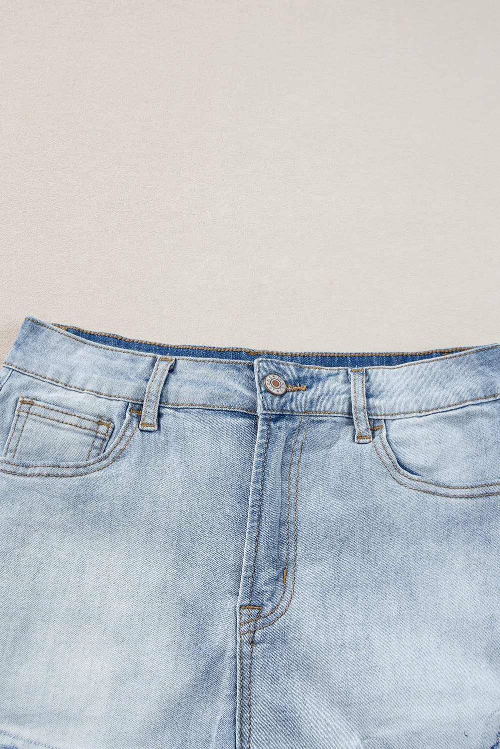 Light Blue Vintage Washed Raw Edge Jean Shorts