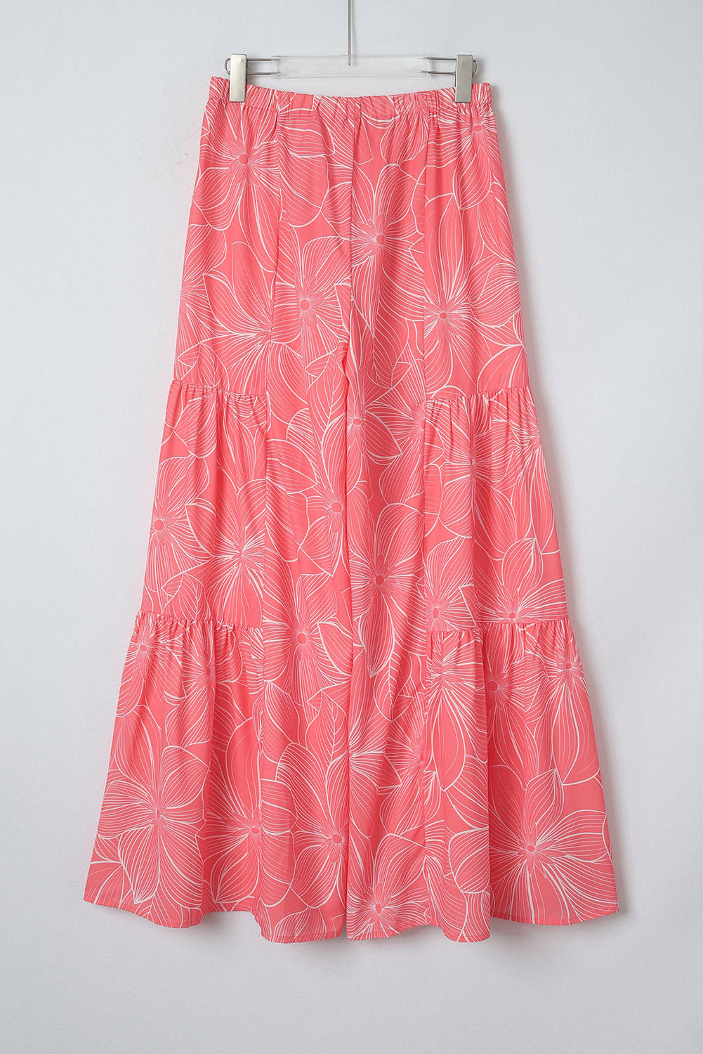 Pink Bohemian Floral Print Wide Leg Pants