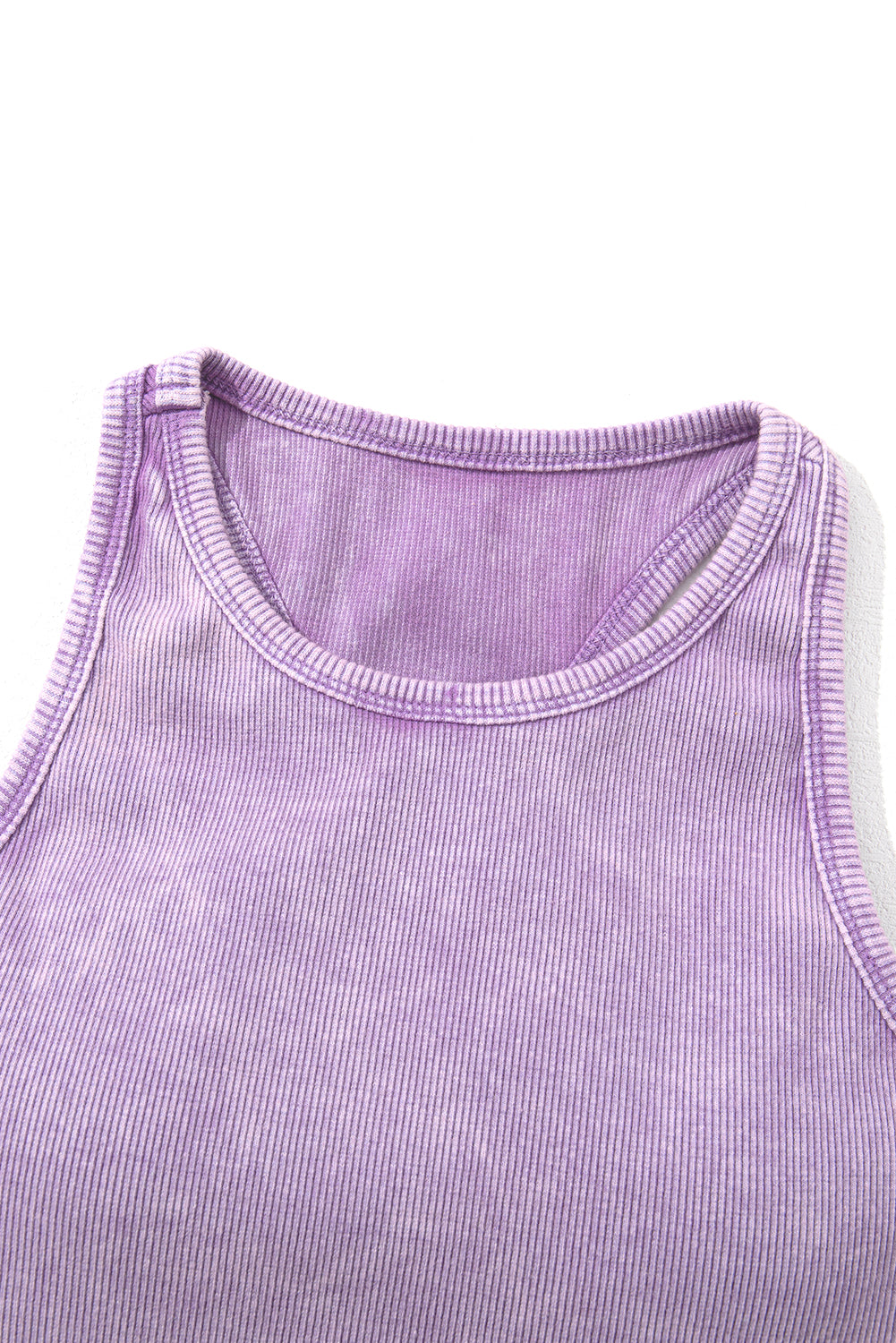 Tillandsia Purple Ribbed Mineral Wash Racerback Cropped Tank Top