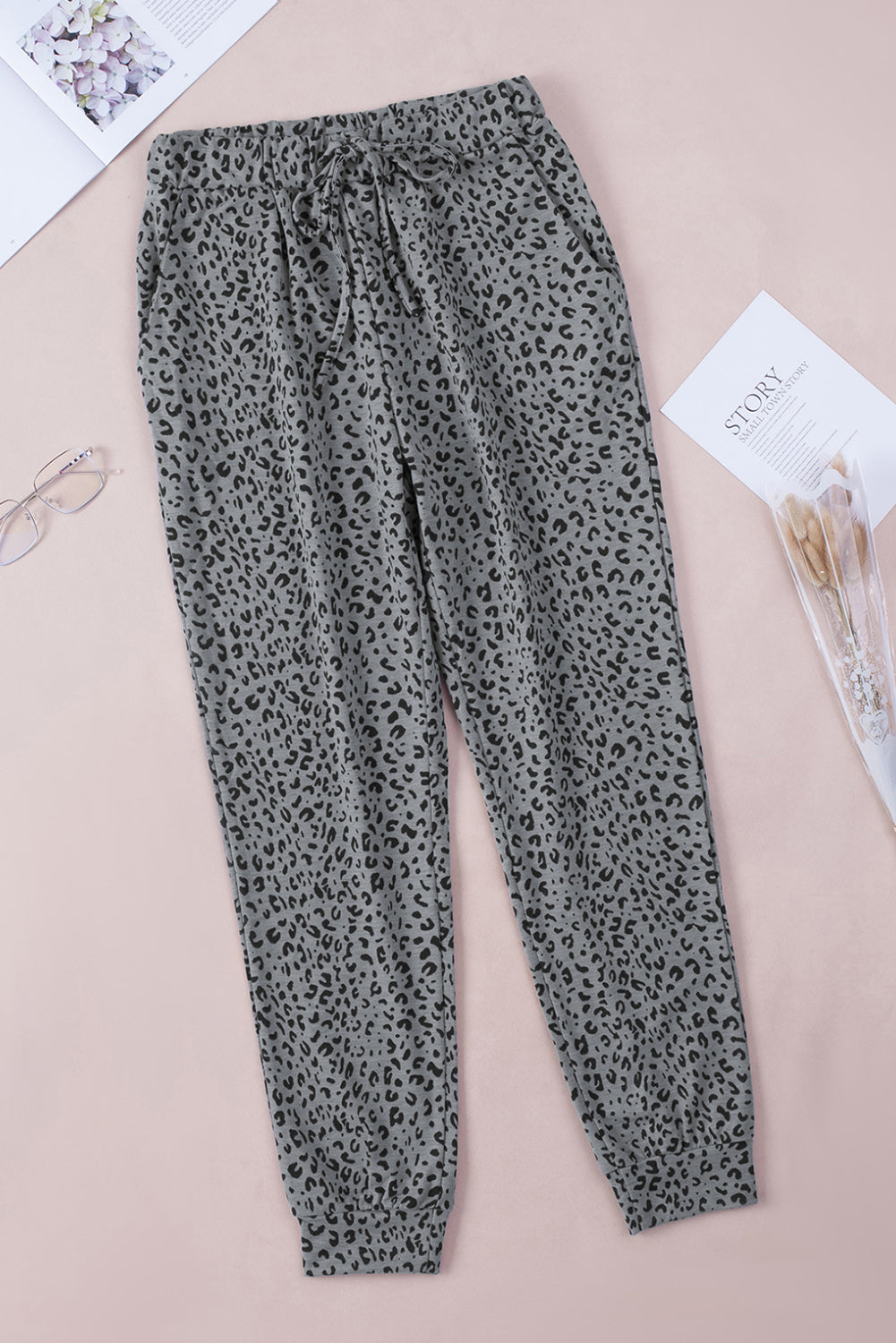 Gray Breezy Leopard Joggers