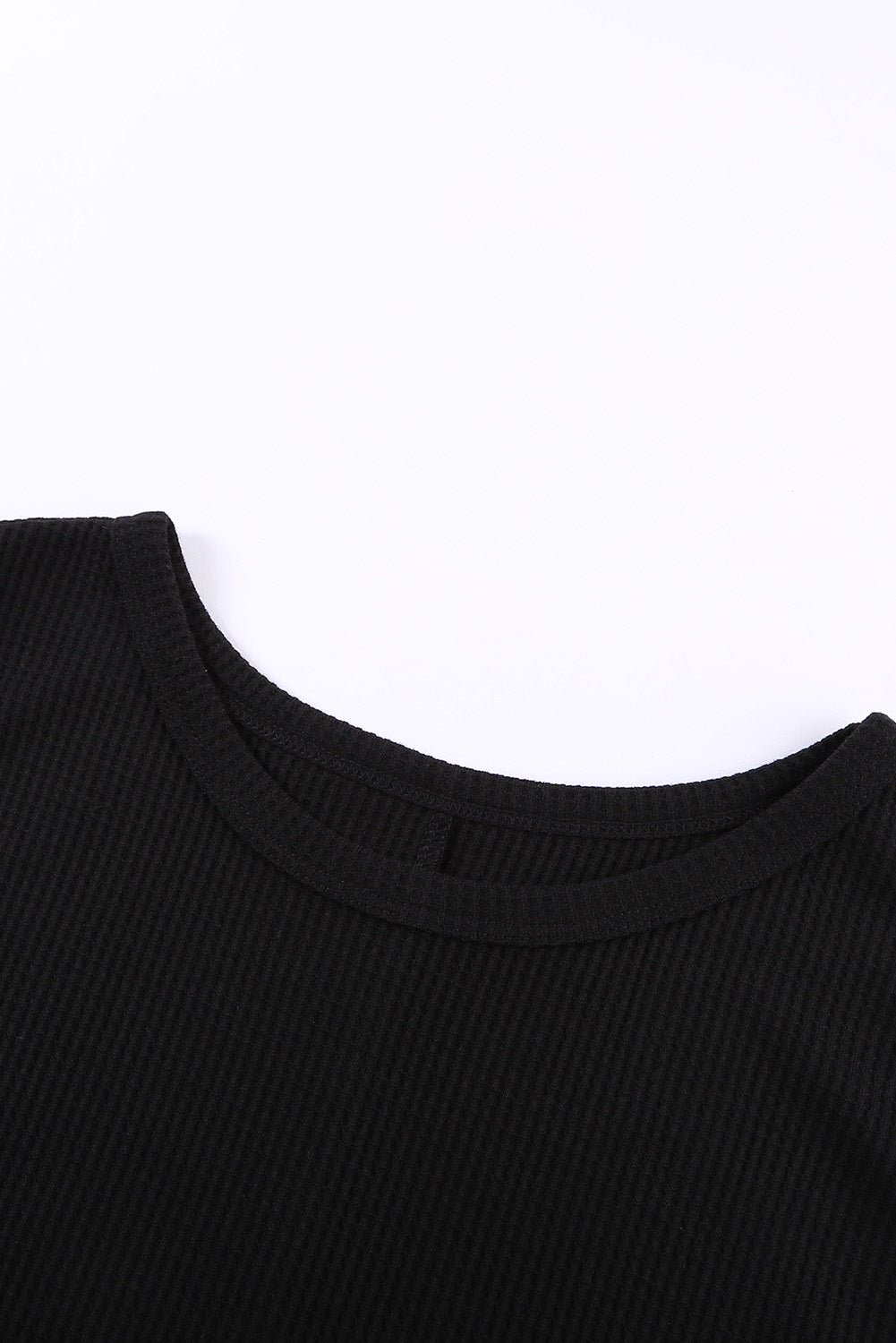 Black Crew Neck Waffle Tank Top