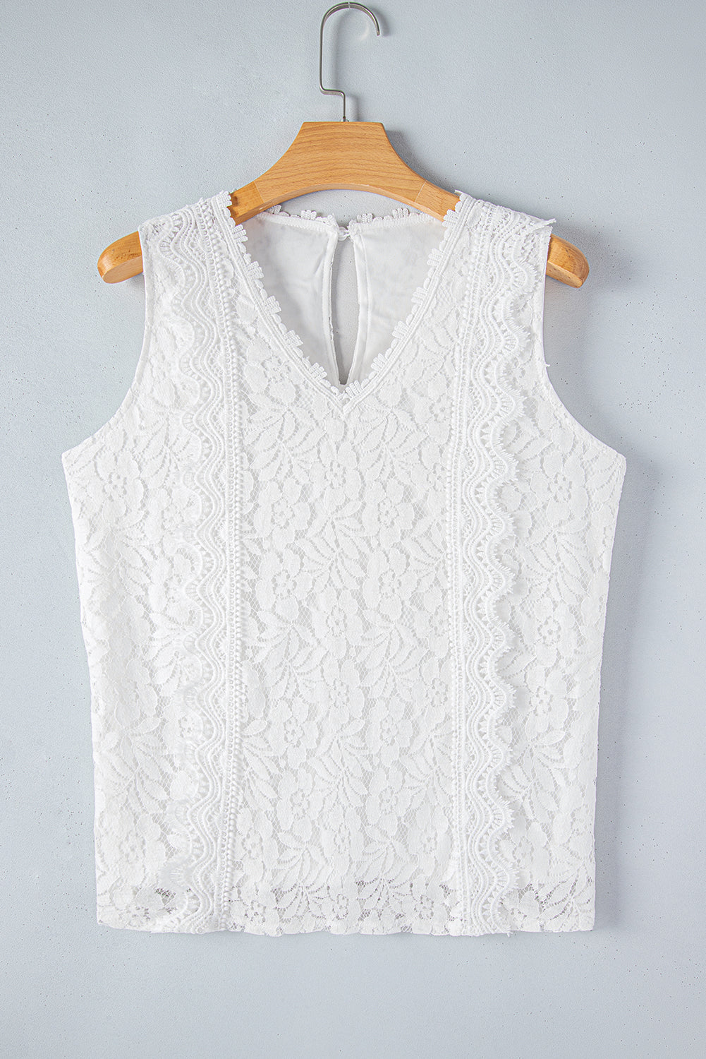 White Lace V Neck Tank Top