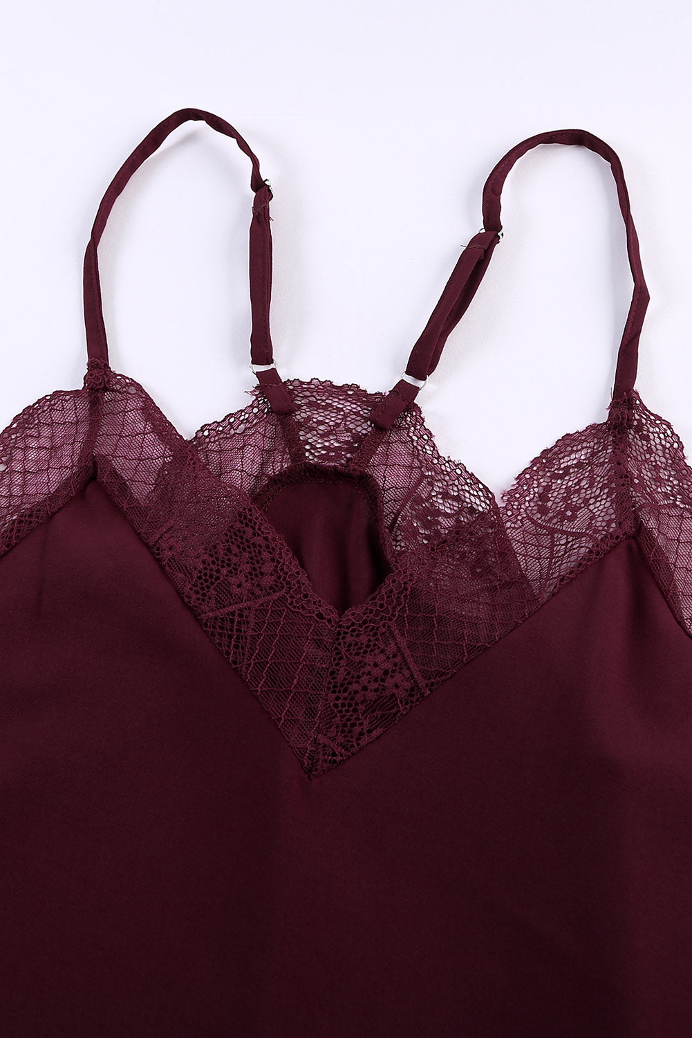 Wine Delicate Balance Lace Cami Tank